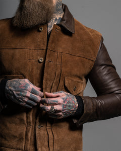 "The Scoundrel Jacket by Master Supply Co features a unique blend of heritage and tradition. This jacket is made from a combination of Full Grain Cow leather, providing a durable and stylish look. Perfect for those who appreciate a more traditional approach to fashion, the Scoundrel jacket is sure to make a statement. Upgrade your wardrobe today with this one-of-a-kind jacket."